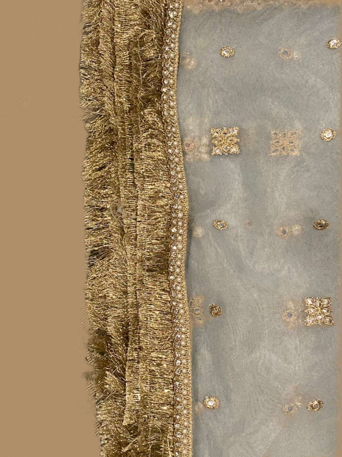 Emerald Raiment Gharara Powder Blue Lace Gharara Set - bf-discount-50 gharara jaquard tan Winter '23 PK Collection