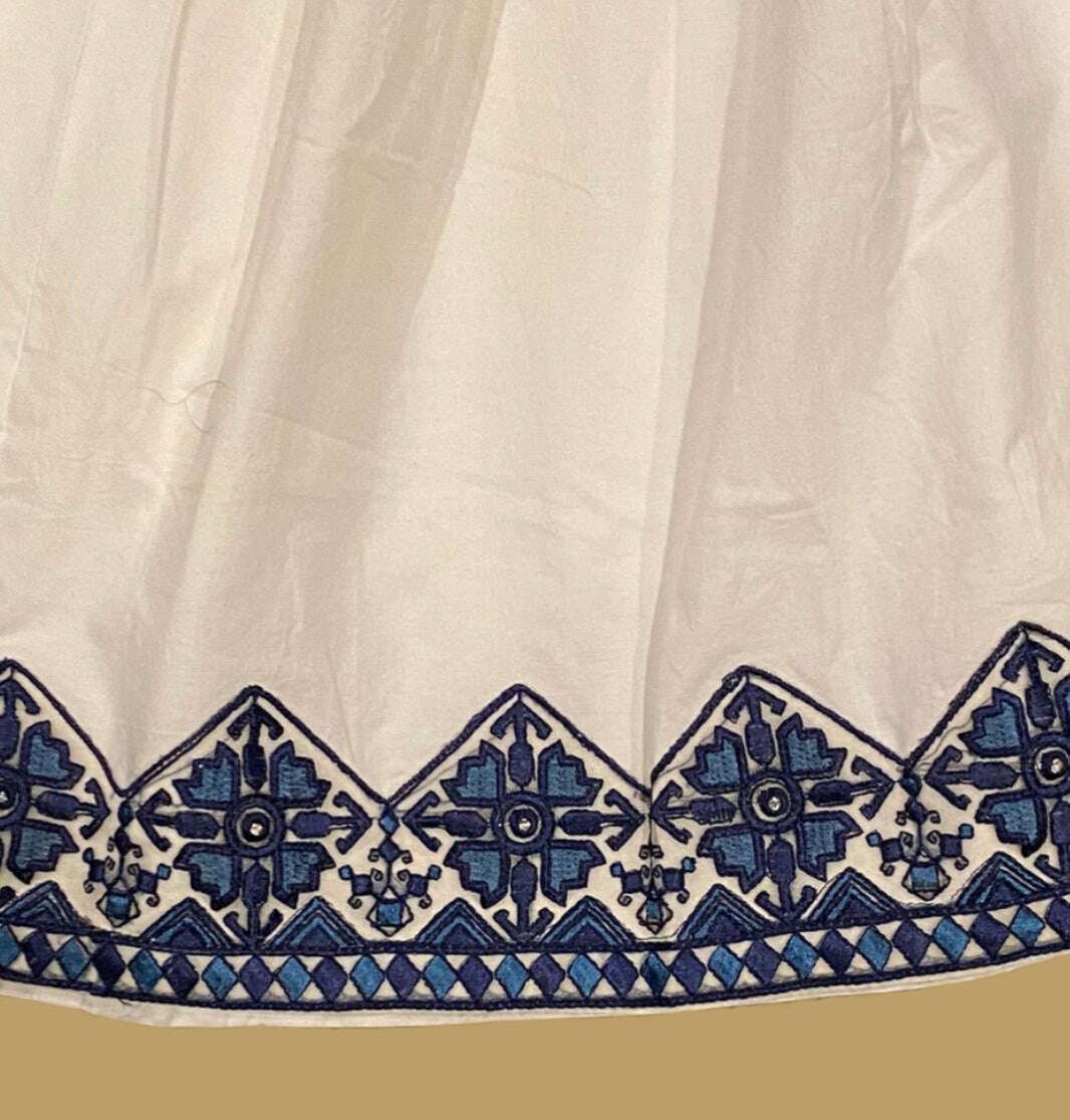 Emerald Raiment Gharara Blue Wave Block Print Gharara Set - bf-discount-50 block print cotton embroidered gharara three piece white Winter '23 PK Collection