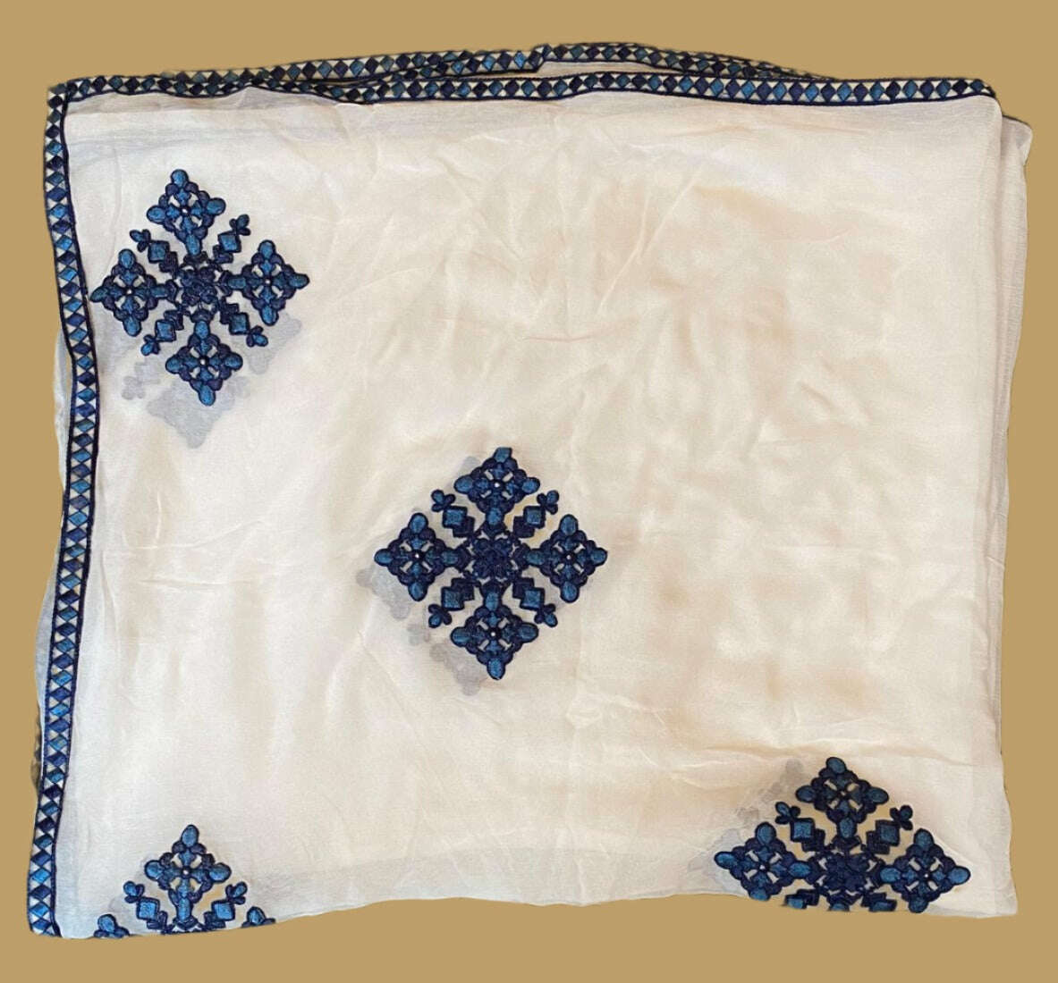 Emerald Raiment Gharara Blue Wave Block Print Gharara Set - bf-discount-50 block print cotton embroidered gharara three piece white Winter '23 PK Collection