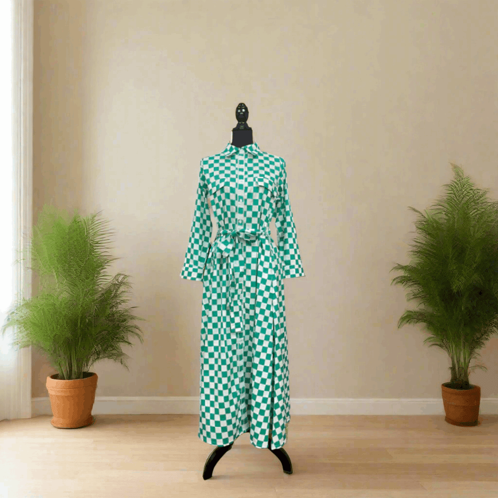 Emerald Raiment Maxi Dress Classic Check Maxi Green - bf-discount-20 fall long dress maxi spring Summer '24 PK Collection winter