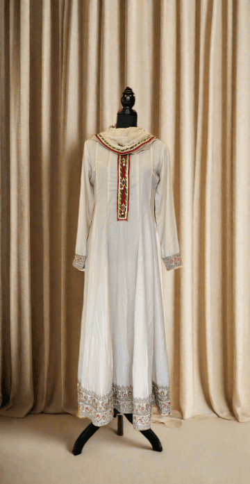 Emerald Raiment Maxi Dress Ivory Dream Georgette Dress - bf-discount-50 embroidered georgette maxi soft spring summer three piece white Winter '23 PK Collection