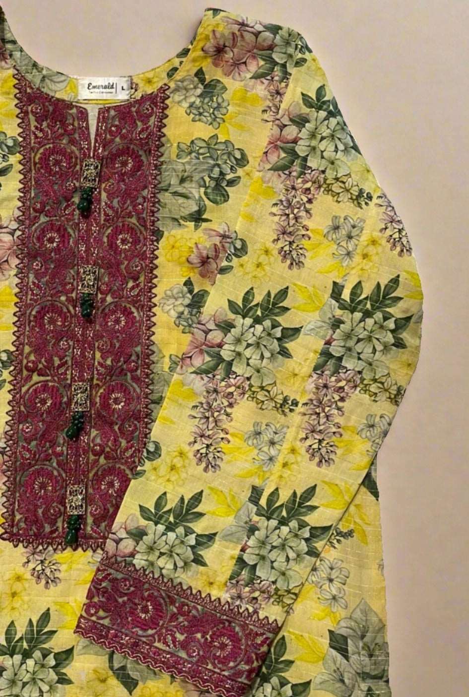 Emerald Raiment Three Piece Suits Marigold Bloom Set - bf-discount-50 floral lawn lemon self print spring summer three piece Winter '23 PK Collection