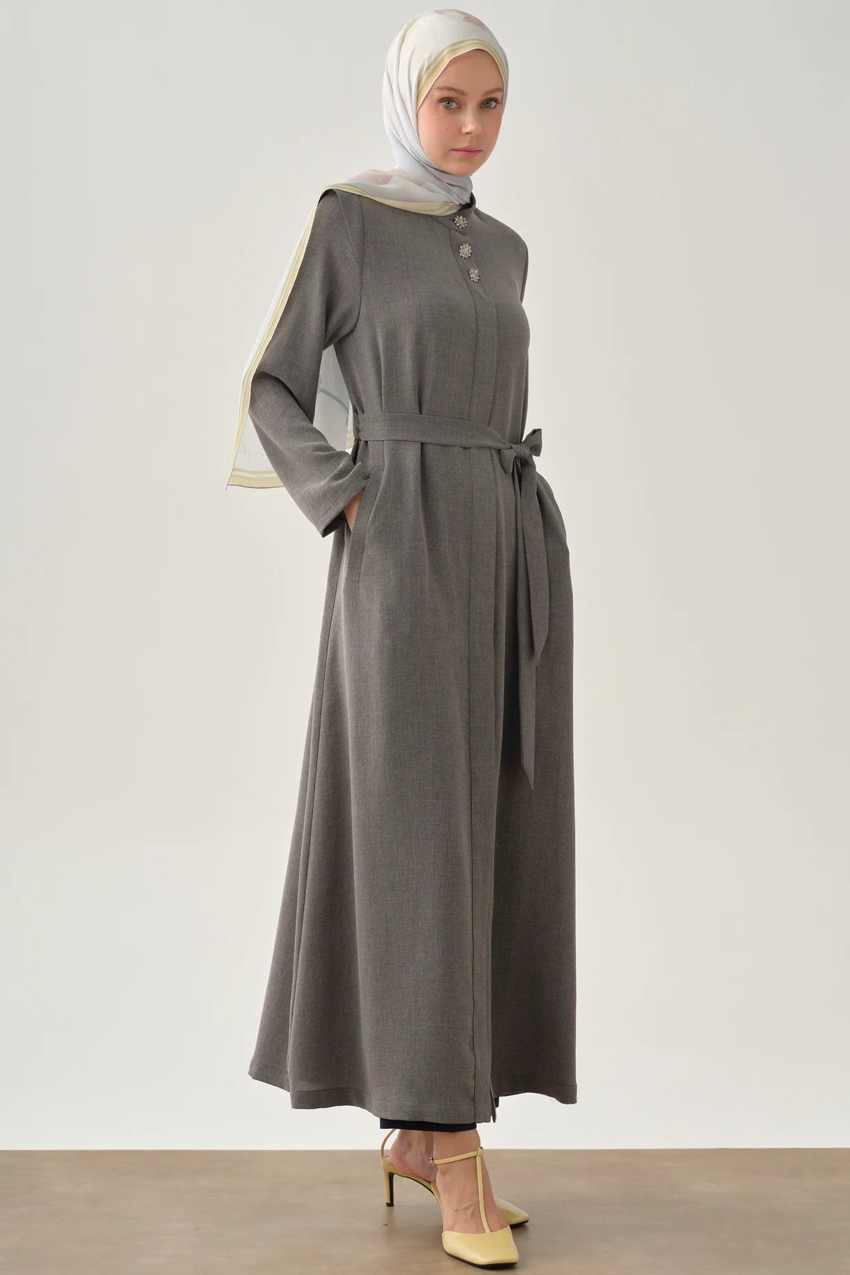 Belted Abaya with Shoulder Allergy