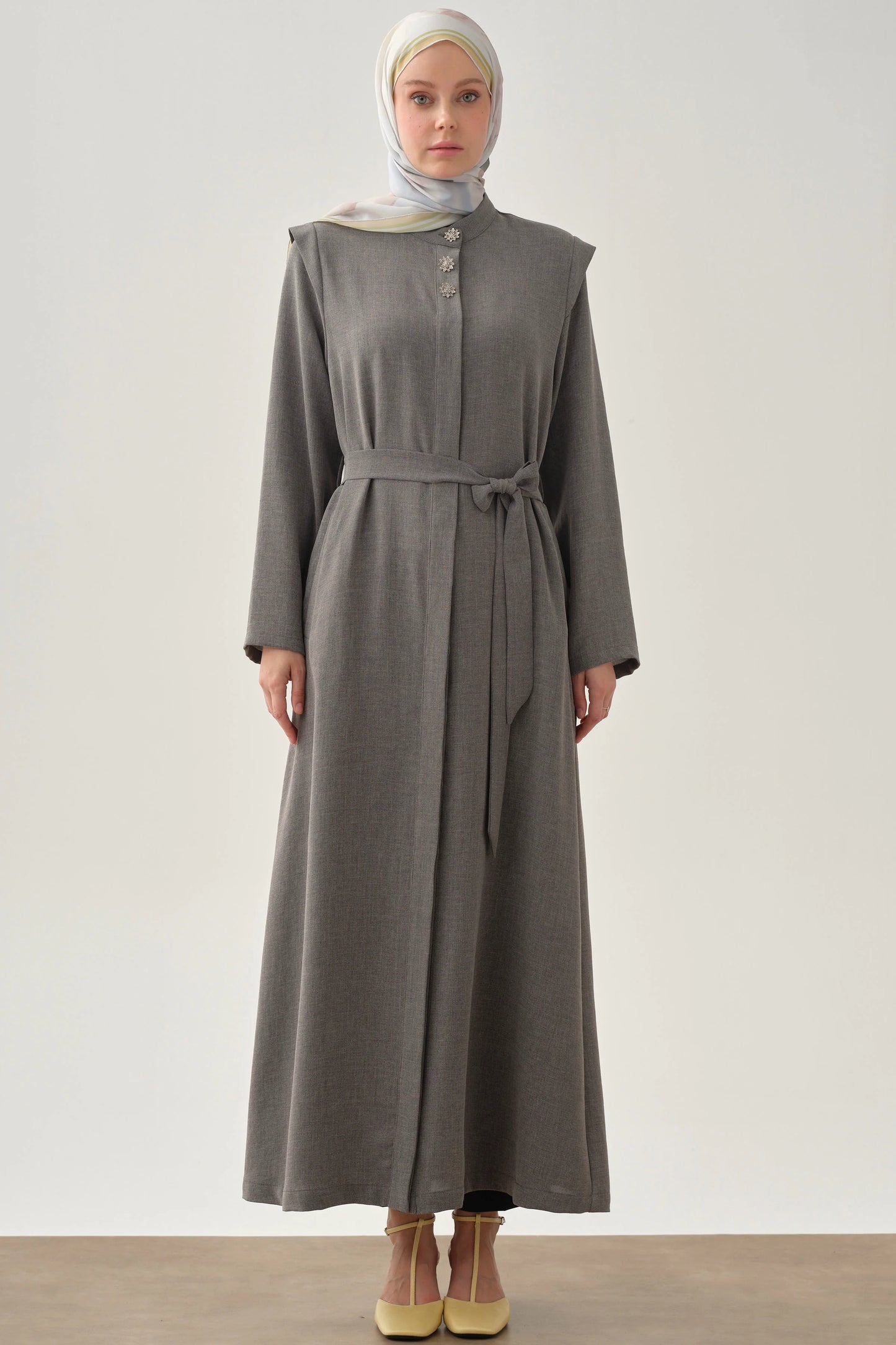 Belted Abaya with Shoulder Allergy