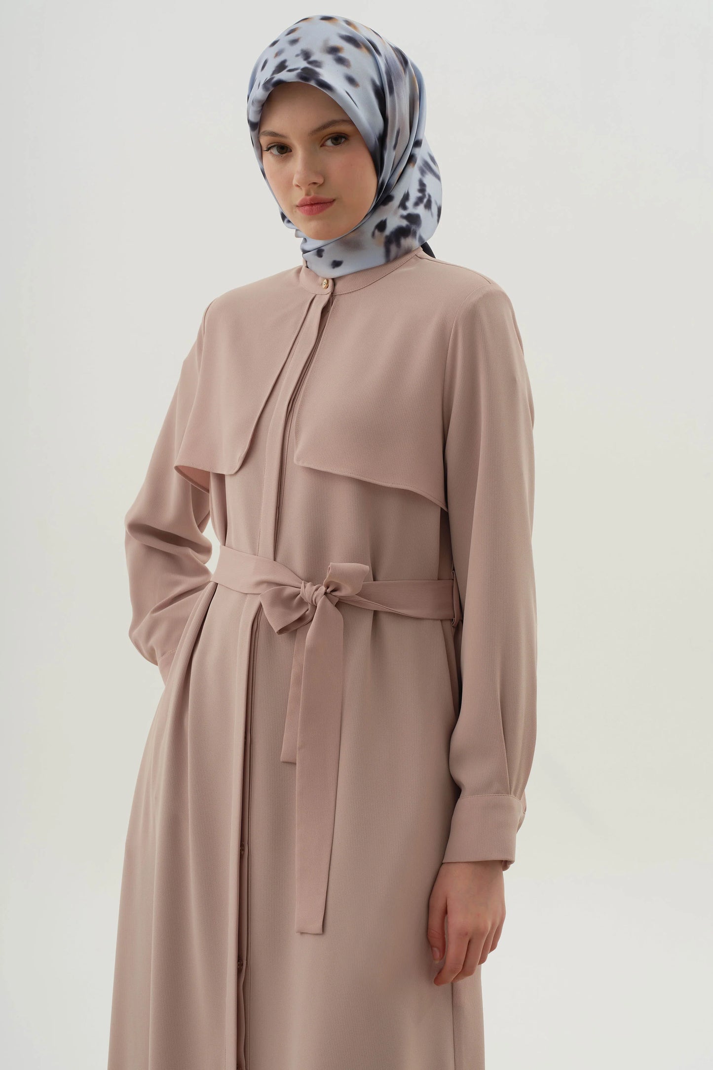 Belted Abaya with Windbreaker Detail