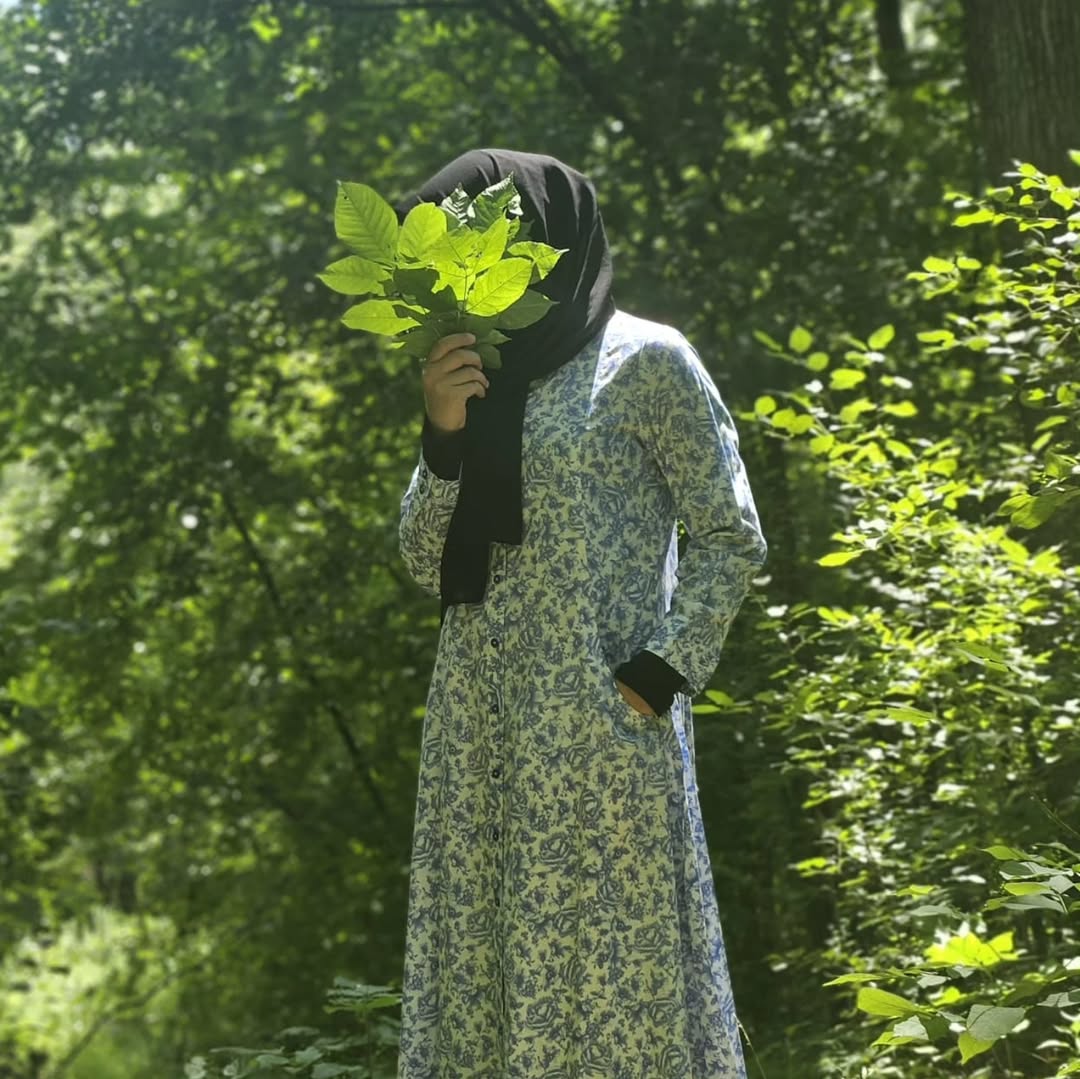 Bluebell Bloom Maxi: Floral Cotton Dress with Delicate Blue Flowers for Effortless Elegance