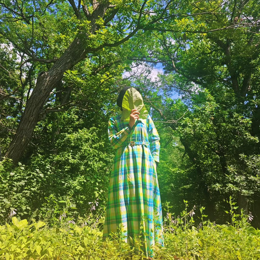 Citrus Plaid Maxi: Vibrant Cotton Dress with Blue and Yellow Checkered Pattern for Stylish Comfort