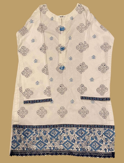 Emerald Raiment Gharara Blue Wave Block Print Gharara Set - bf-discount-50 block print cotton embroidered gharara three piece white Winter '23 PK Collection