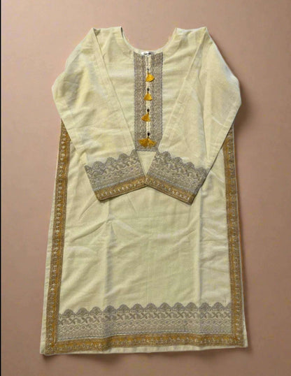 Emerald Raiment Three Piece Suits Gossamer Tilla Set - bareeze bf-discount-50 embroidered karandi three piece tilla white Winter '23 PK Collection
