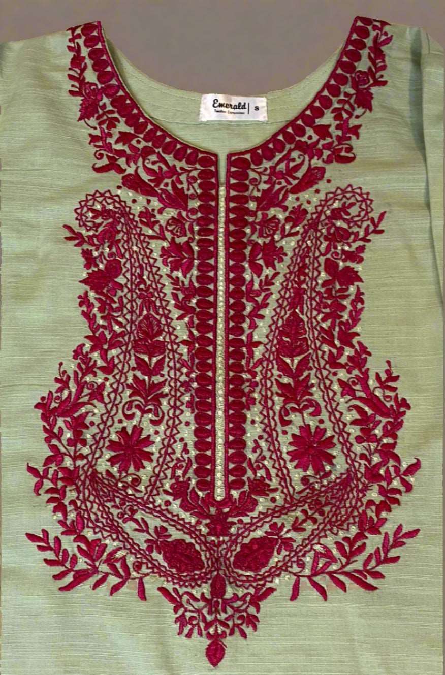 Emerald Raiment Three Piece Suits Mint Breeze Set - bf-discount-50 fall khadar khadi maroon mint spring three piece Winter '23 PK Collection
