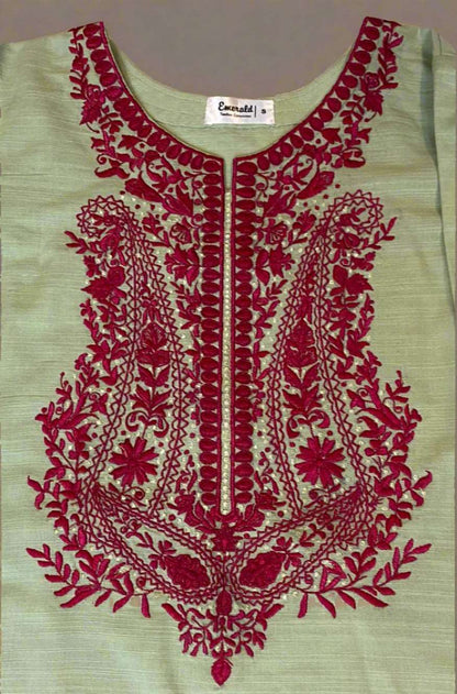 Emerald Raiment Three Piece Suits Mint Breeze Set - bf-discount-50 fall khadar khadi maroon mint spring three piece Winter '23 PK Collection