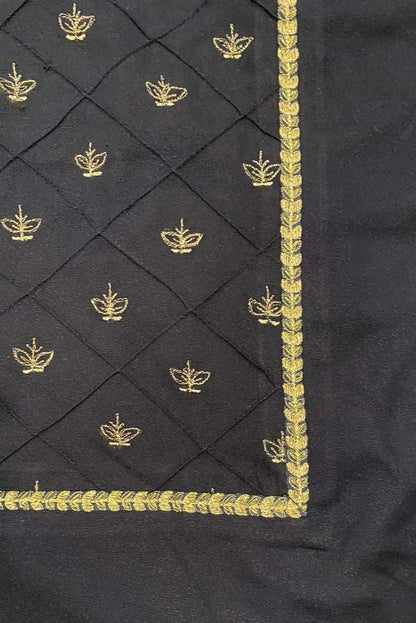 Emerald Raiment Three Piece Suits Navy Charm Tilla Embroidered Set - bf-discount-50 embroidered karandi navy three piece tilla Winter '23 PK Collection