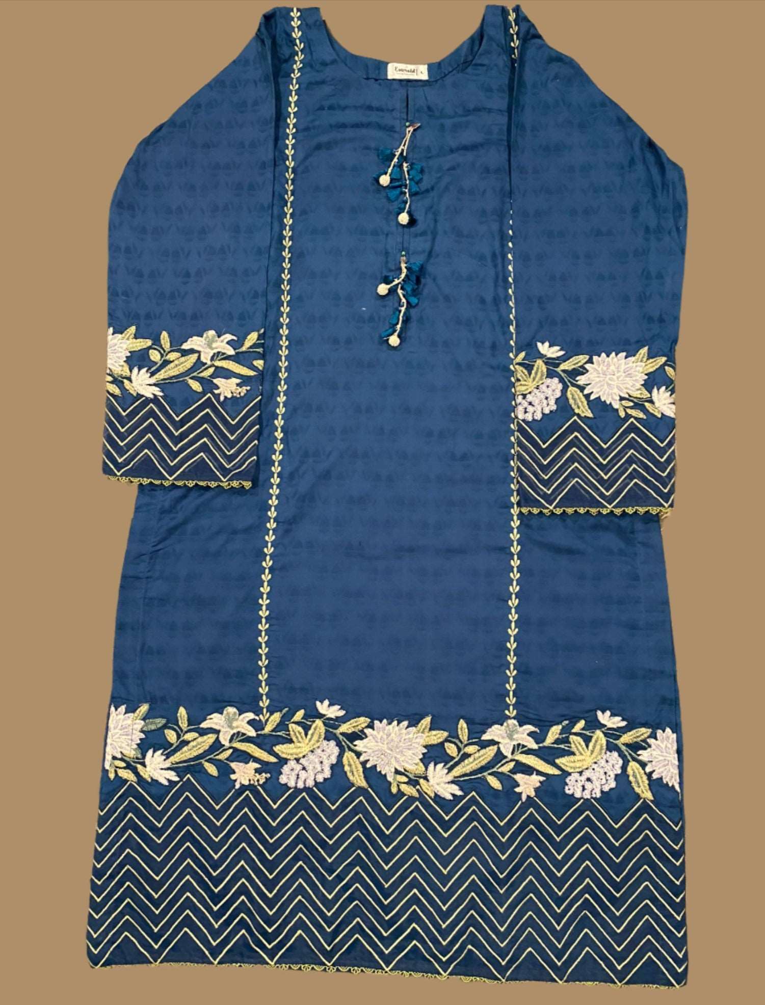 Emerald Raiment Three Piece Suits Royal Blue Embroidered Serenity Set - bf-discount-50 fall long dress spring winter Winter '23 PK Collection