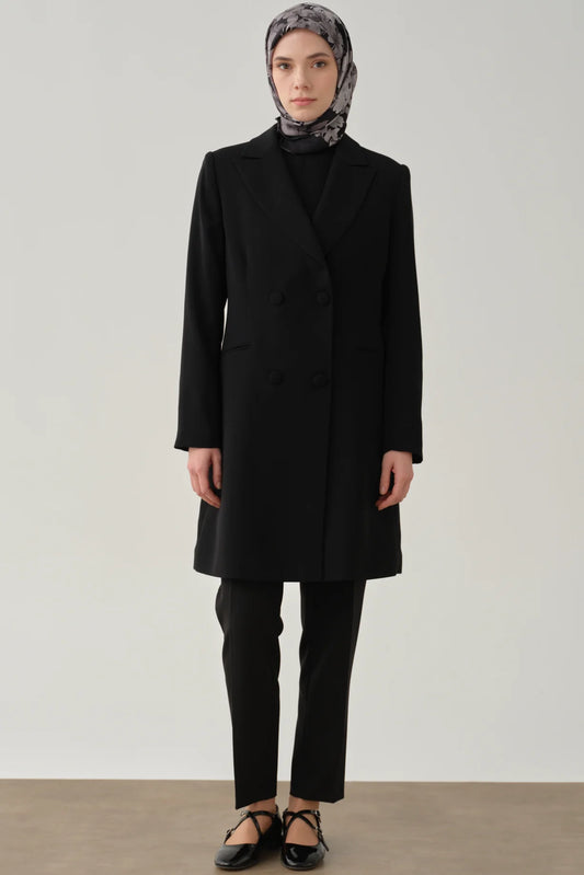 Double-Breasted Long Basic Jacket