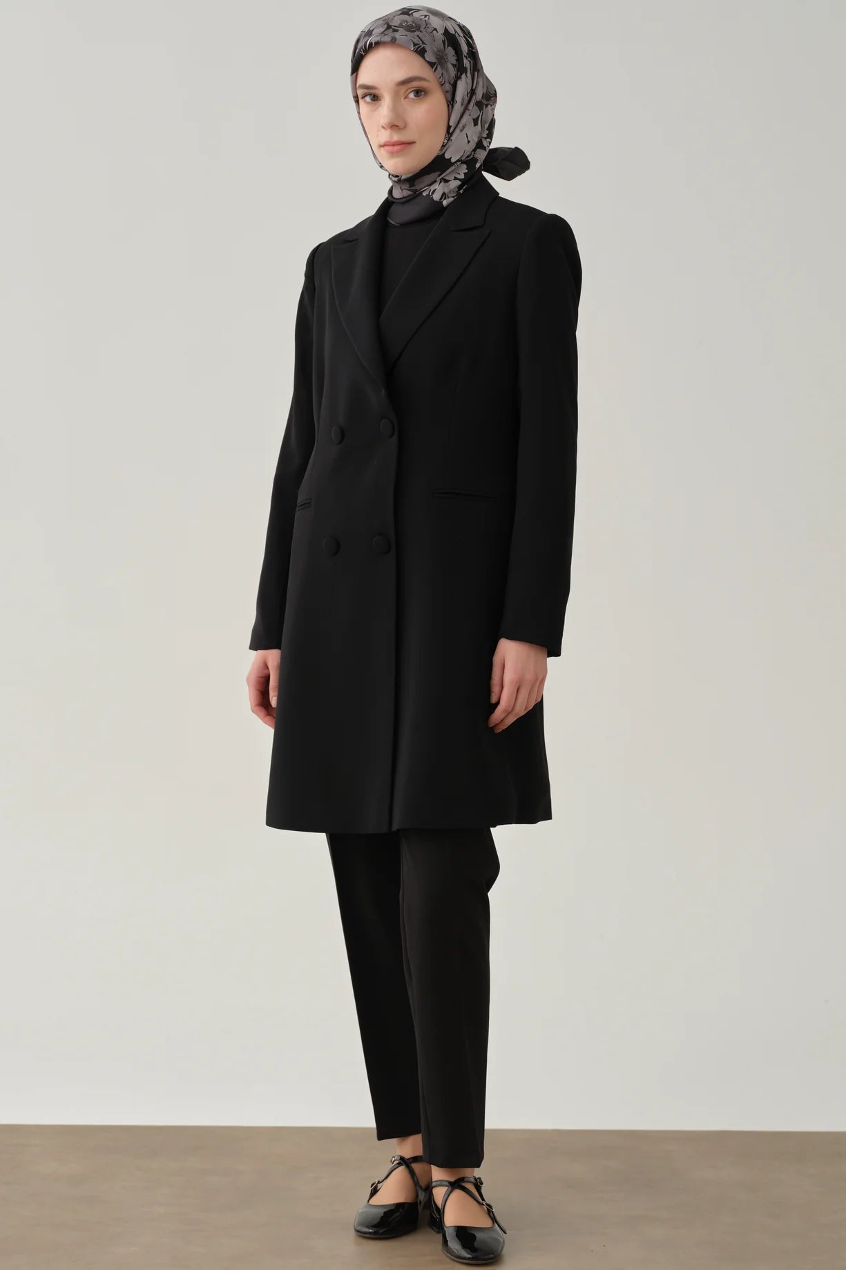 Double-Breasted Long Basic Jacket