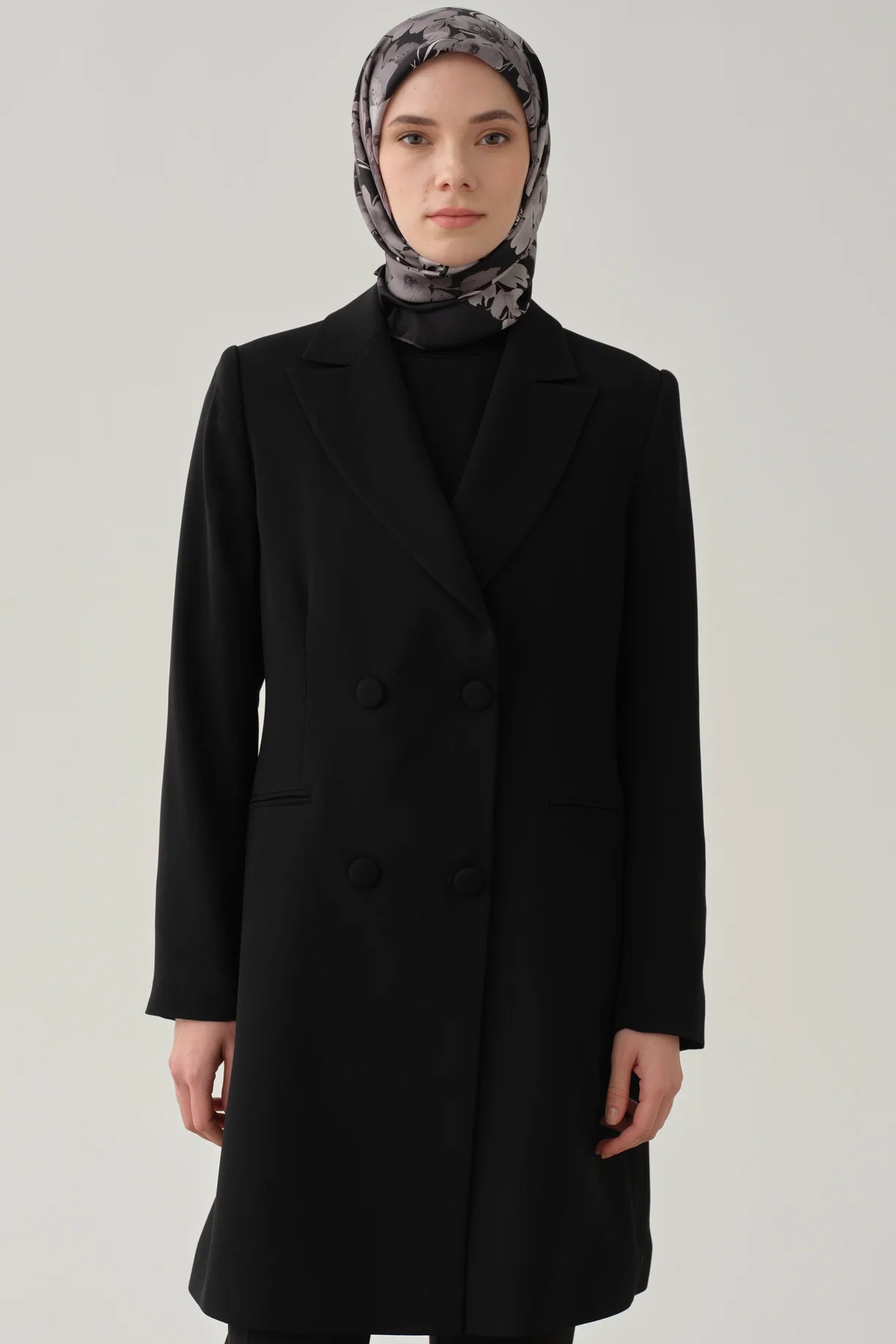 Double-Breasted Long Basic Jacket