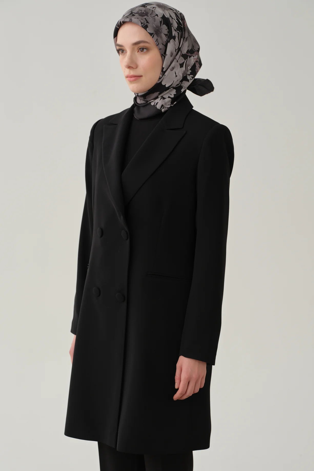 Double-Breasted Long Basic Jacket
