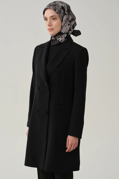 Double-Breasted Long Basic Jacket