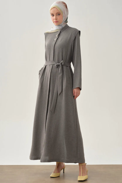 Belted Abaya with Shoulder Allergy