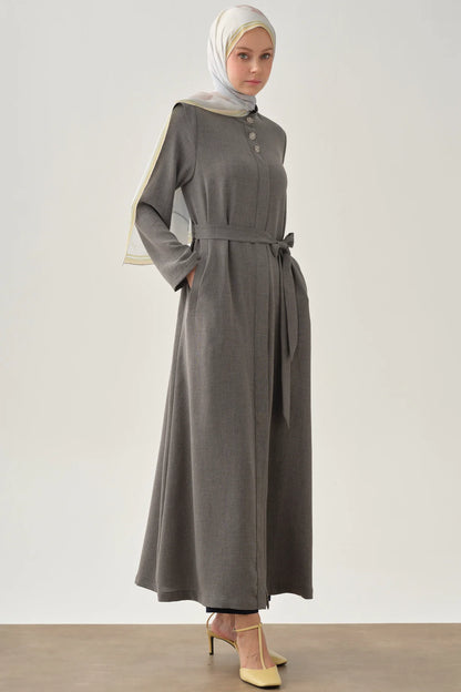 Belted Abaya with Shoulder Allergy