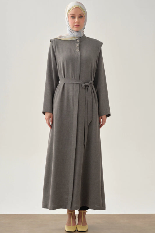 Belted Abaya with Shoulder Allergy
